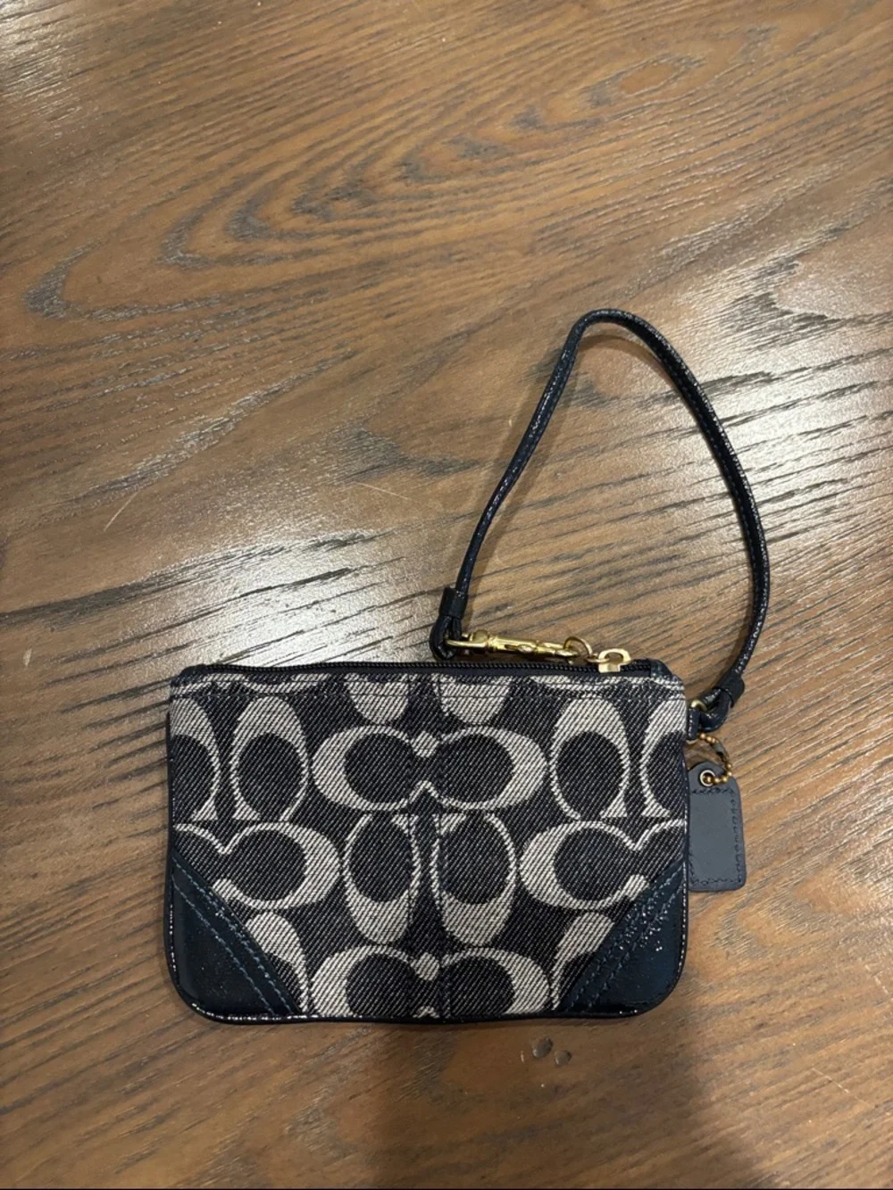 Coach Signature Blue Denim Canvas & Leather Shoulder Bag and Wristlet Wallet Y2K - Picture 5 of 11